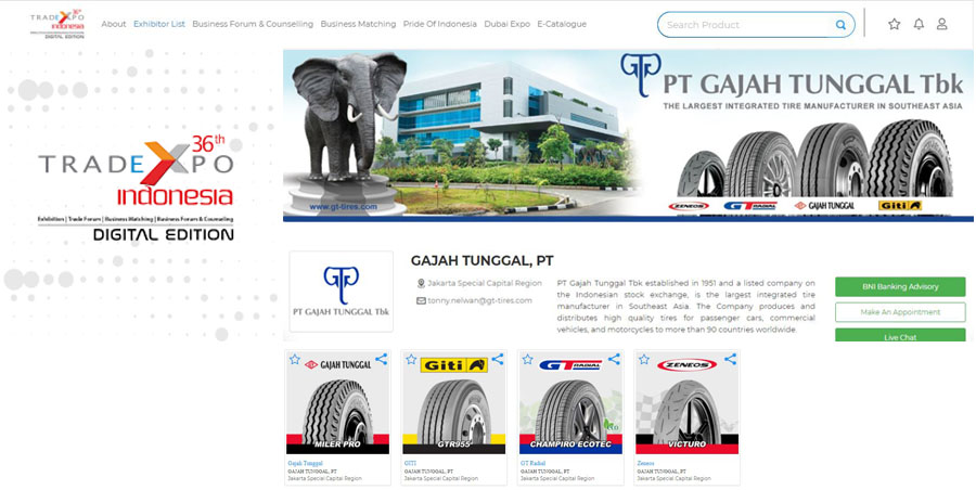 PT Gajah Tunggal Tbk, kembali berpartisipasi pada Trade Expo Indonesia Digital Edition ke-36  (21 Okt — 4 Nov 2021).